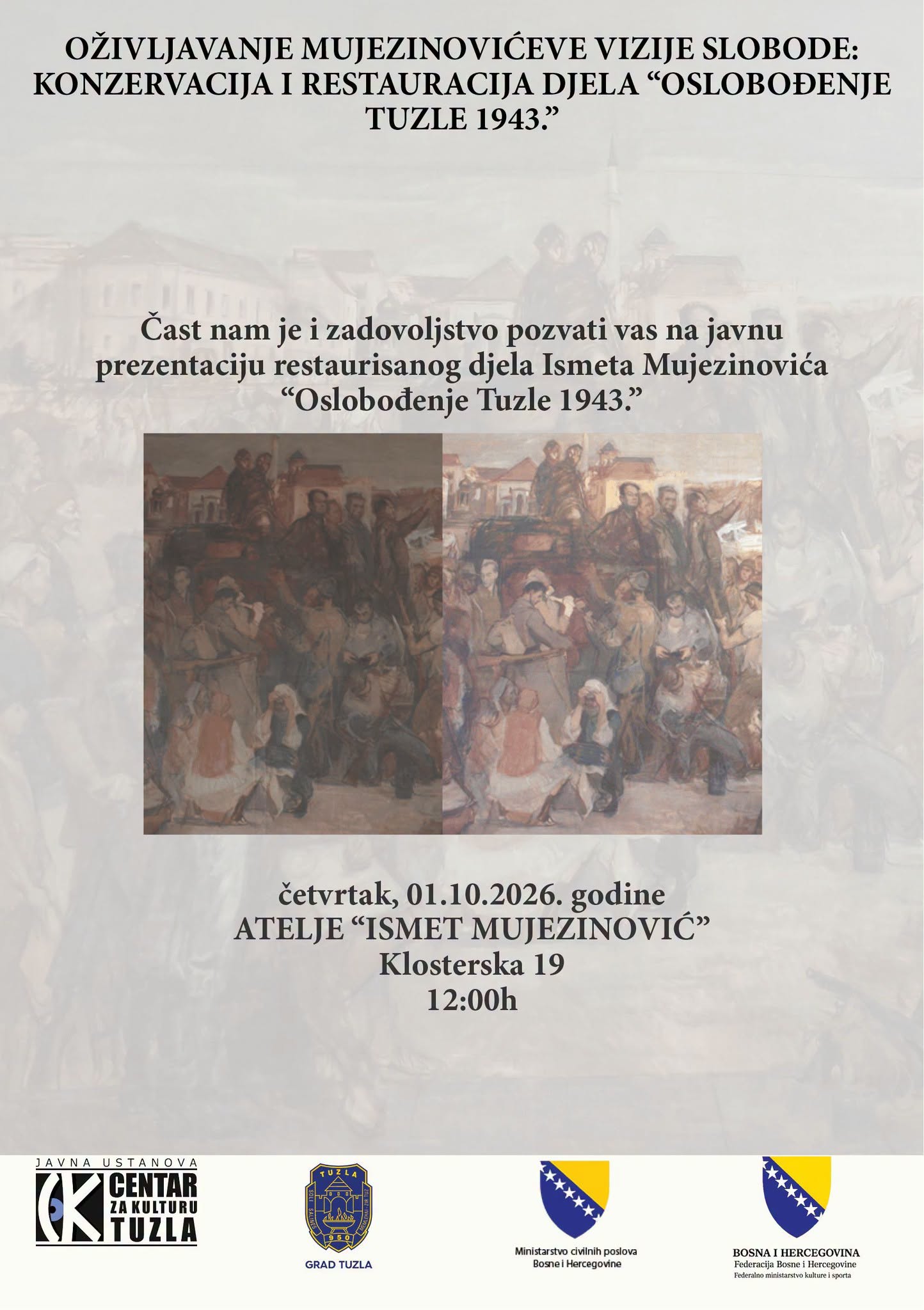 atelje ismeta mujezinovica i restauracija slike oslobodjenje tuzle 1973